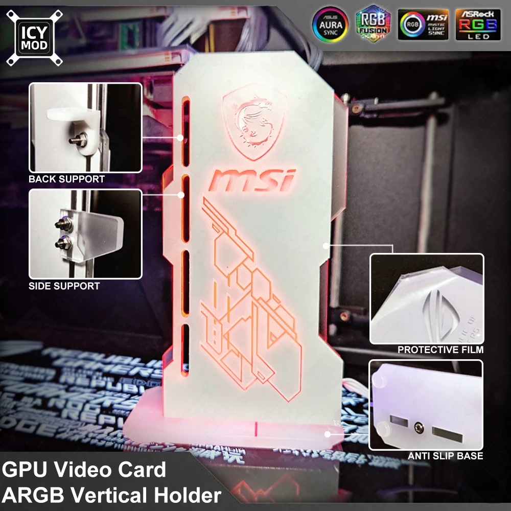 Desktop Gaming Gpu 32Gb - ตัวยึดการ์ดวีดีโอปรับแต่งได้5V 3Pin ออร่ามีช่องเสียบการ์ดจอสีขาวรองรับ VGA กำหนดได้เอง